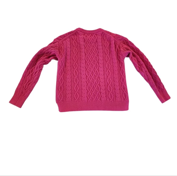 J. Crew Factory Pink Cable Knit Cotton Sweater - Women's Size Small - Picture 2 of 7